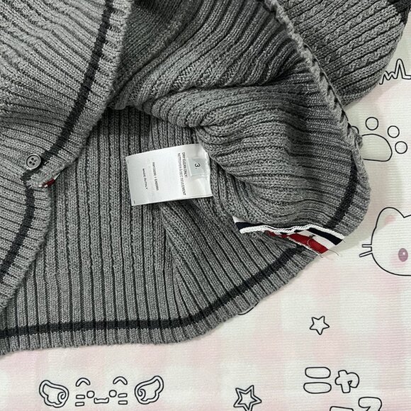 Womens Black Four Bar Knit Jacket Gray Thom Browne - Picture 5 of 6